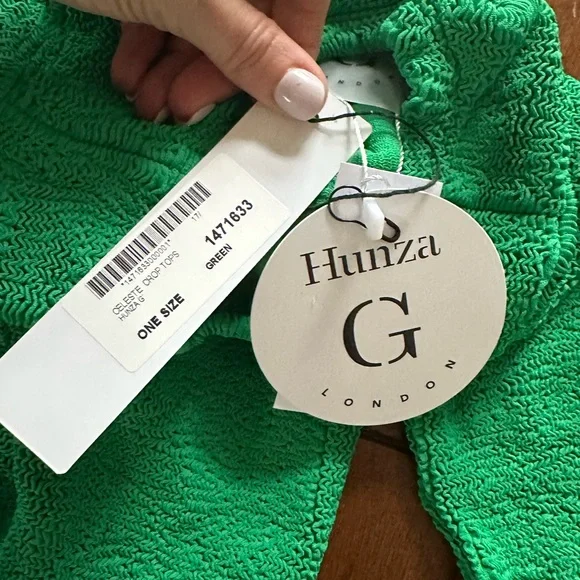 Hunza G Green Celeste Rashguard Crop Top Swim Top - Picture 7 of 10